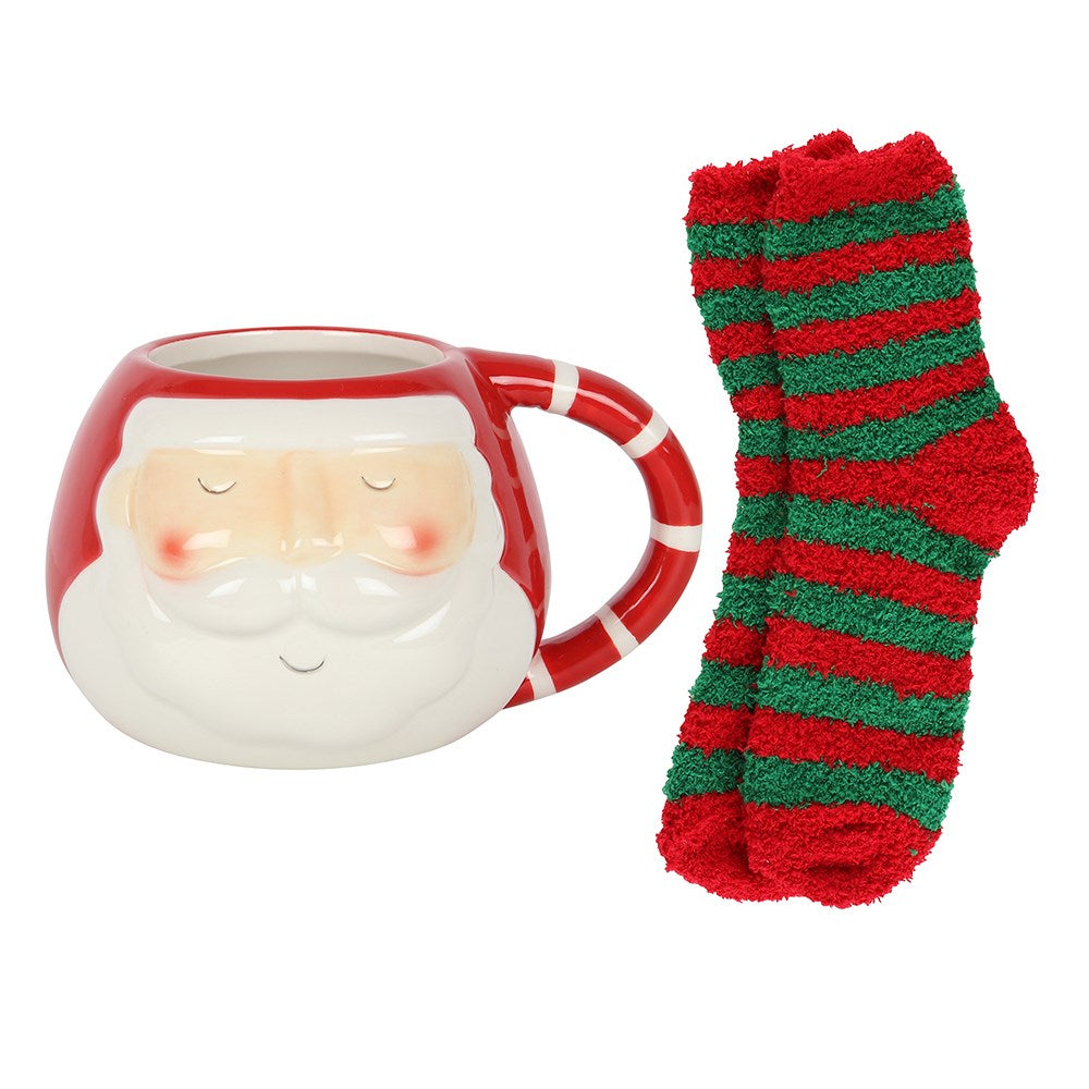 Taza papa noel con calcetines