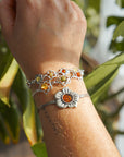 Pulsera flor de ámbar y plata