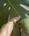 Anillo grande de ámbar y plata