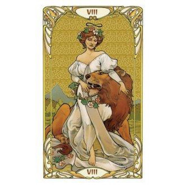 Minibaraja de cartas de tarot dorado Art Nouveau