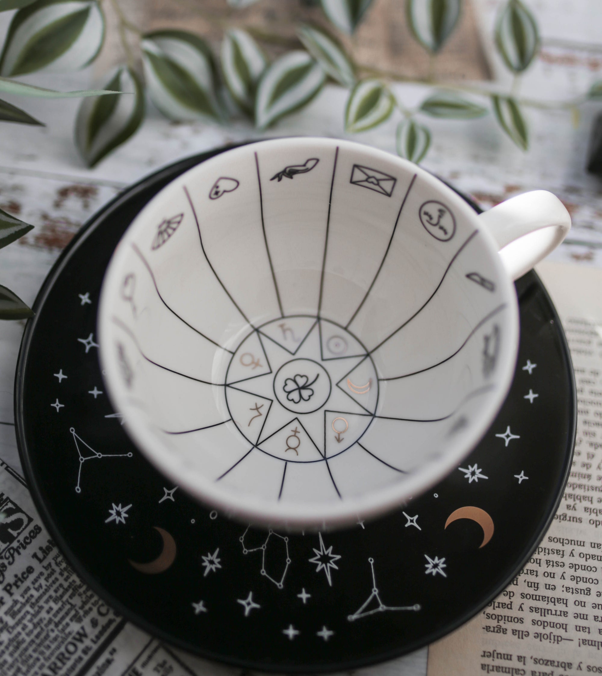 Taza para leer posos con platito - Pieza especial - GreenWitchArt