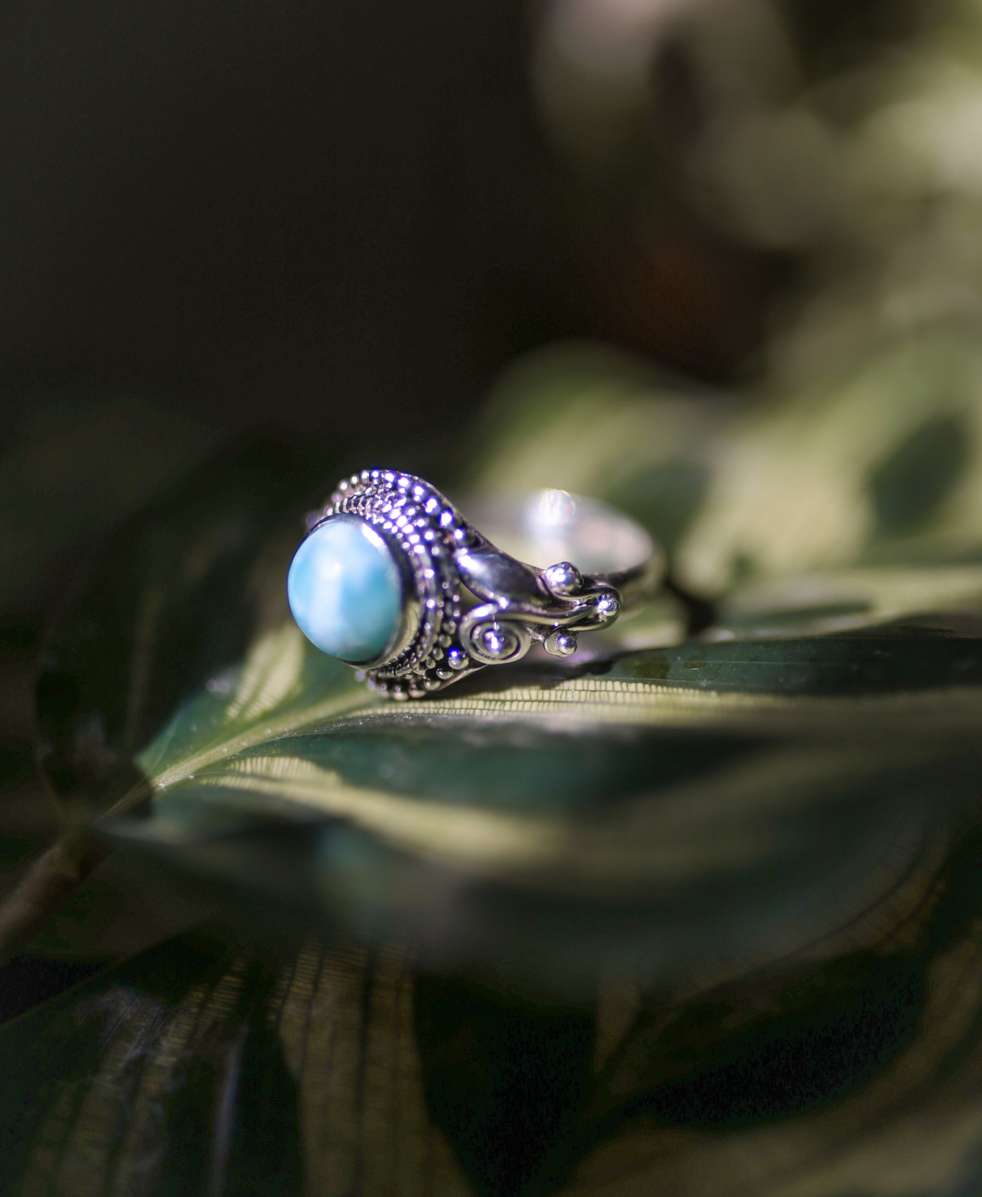 Anillo de plata Larimar - GreenWitchArt